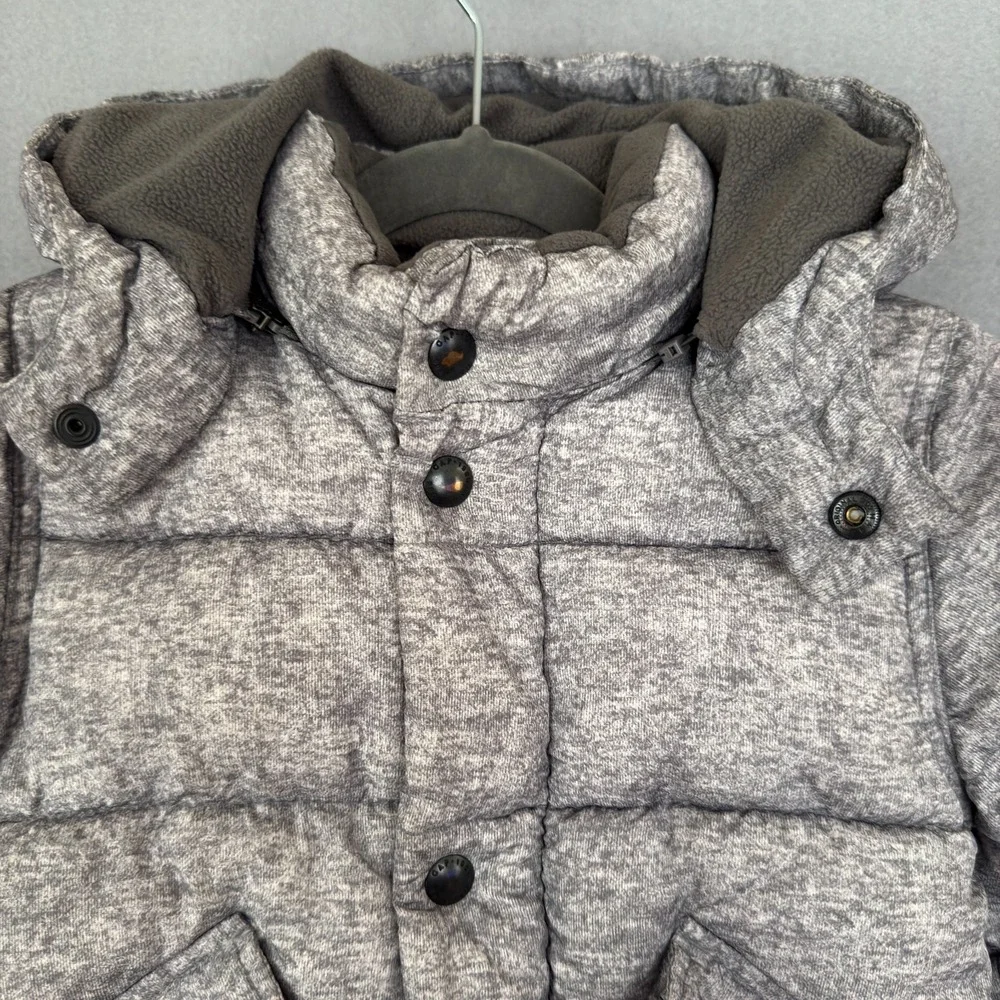 Baby Gap Boy's Size 2 Years Puffer Jacket Winter Coat Gray Removable Hood